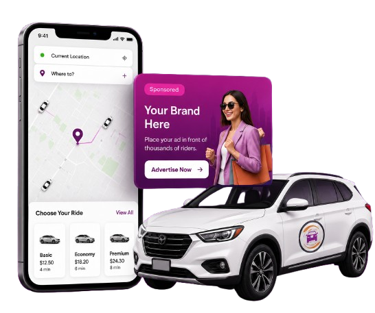 Advertise with Maxie Taxie — phone, car and sponsored placement